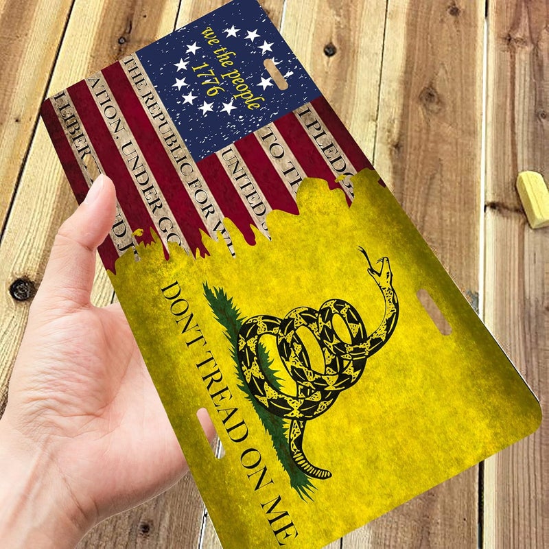 Smoaffly Don't Tread On Me License Plate,American Flag Decorative Car Front,Metal Plate,Vanity Tag,Aluminum Noverlty License Plate for Men/Women/Boy/Girls Car 6×12 Inch - Image 5